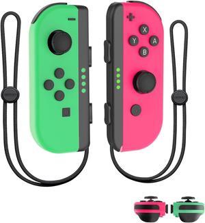 BONAEVER Switch Controller, Left/Right Replacement Controller Compatible for Switch/OLED/Lite with 6-Axis Gyro Sensor,Double Vibration,Plug ans Play, Controller with wrist strap - Green and Pink