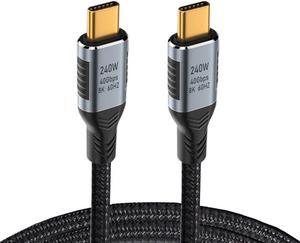 USB C to USB C Charging Cable,USB4.0 240W Type C Fast Charging Cord Nylon Braided for Type C Laptop, Hub, Docking, Supports 8K 60Hz HD Display, 40 Gbps Data Transfer, and More (0.5M/1.65 ft)