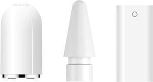 BONAEVER 3 Pack iPencil Accessories for Apple Pencil 1st Generation, Stylus Pencil Tip + Magnetic Replacement Cap Top Cover + Charger Adapter for Apple Pen 1st Gen for iPad Pro 10.5" 12.9" 9.7" White