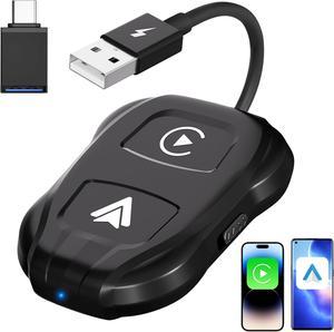 2-in-1 Wireless CarPlay Adapter & Android Auto 2024 Upgrade Dongle Convert Wired Apple Car Play to Wireless, Plug & Play, Fast Auto Connect, Compatible with iOS 10+ & Android 11+