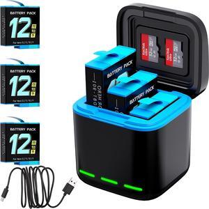thumbnail image 2 of TAVT Hero 13 Camera Batteries 2100mAh 2-Pack With 3-Channel Charging Station - Replacement For Hero 13 Black 2 of 10