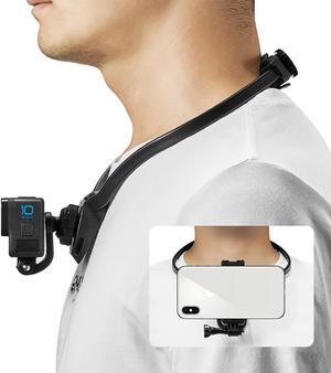 POV VLOG Neck Holder Mount for Gopro Smartphone,360° Rotation Neck Mount Chest Holder with Shoulder Strap for Phones Gopro 12 11 10 9 8 7 Insta360 OSMO Action AKASO Action Cameras