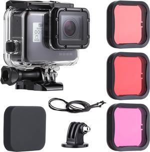 BONAEVER 45m Underwater Waterproof Dive Housing Case with 3-Pack Dive Filters for GoPro Hero 5 6 7 Black Hero (2018) - Include Backdoor, Quick Release Buckle, Thumb Screw, Tripod Adapter, Lens Cap