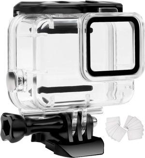 Waterproof Housing Case Only for Go Pro Hero 7 White & Silver, Protective 45m Underwater Dive Case Shell with Bracket Accessories for Go Pro Hero 7 White & Silver Camera with 12pcs Anti- Fog Inserts