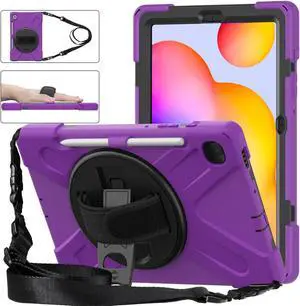 BONAEVER Case for Samsung Galaxy Tab S6 Lite 10.4 inch 2024 2020 2022 Model SM-P620 SM-P625 SM-P610 SM-P613 SM-P615 SM-P619 Protective Cover with S Pen Holder Stand Hand/Shoulder Strap Purple