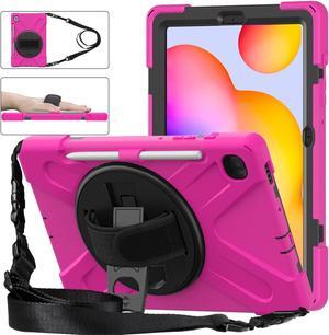 BONAEVER Case for Samsung Galaxy Tab S6 Lite 10.4 inch 2024 2020 2022 Model SM-P620 SM-P625 SM-P610 SM-P613 SM-P615 SM-P619 Protective Cover with S Pen Holder Stand Hand/Shoulder Strap Rose Red