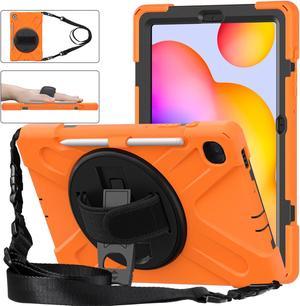 BONAEVER Case for Samsung Galaxy Tab S6 Lite 10.4 inch 2024 2020 2022 Model SM-P620 SM-P625 SM-P610 SM-P613 SM-P615 SM-P619 Protective Cover with S Pen Holder Stand Hand/Shoulder Strap Orange