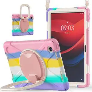 BONAEVER Case for Lenovo Tab M11 11 inch 2024 Model TB330FU TB330XU TB-331FC Protective Cover with S Pen Holder Stand Hand/Shoulder Strap Pink