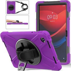 BONAEVER Case for Lenovo Tab M11 11 inch 2024 Model TB330FU TB330XU TB-331FC Protective Cover with S Pen Holder Stand Hand/Shoulder Strap Purple