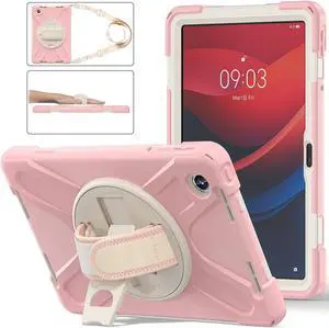 BONAEVER Case for Lenovo Tab M11 11 inch 2024 Model TB330FU TB330XU TB-331FC Protective Cover with S Pen Holder Stand Hand/Shoulder Strap Pink