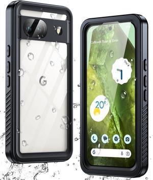 for Google Pixel 8A Case, Pixel 8A Case Waterproof with Built-in Screen Protector, Full Body Sealed, Heavy Duty Shockproof Dustproof Snowproof Clear Phone Case for Pixel 8A - Black