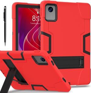 Protective Case for Lenovo Tab M11 11 inch 2024 Model TB330FU TB330XU TB-331FC Heavy Duty Full Body Rugged Cover with Stand, Stylus Pen Red