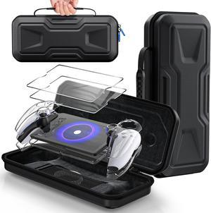 Accessories Bundle for Playstation Portal, Carrying Case and Hard PC Clear Cover Case with Tempered Glass Screen Protector, Protective Cover Case and Hard Shell Portable Travel Handbag for Ps Portal