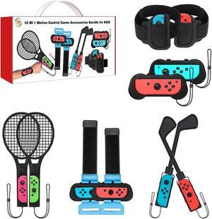 for Nintendo Switch Accessories,10 in 1 Switch Sports Accessories Bundle,Family Accessories Kit for Nintendo Switch Sports Games 2023:for Mario Golf,Wrist Bands,Leg Straps,Tennis Rackets