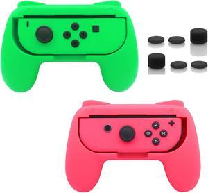 BONAEVER Grips for Nintendo Switch JoyCon Wearresistant Handle Kit for Switch Joy Cons Controller 2 Pack PinkGreen