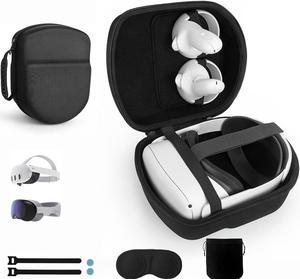 BONAEVER Case for Meta Quest 3/Oculus Quest 2 Accessories/Vision Pro/Pico 4, Fit Elite Strap Battery Version/Kiwi Design/BOBOVR Head Strap, with Len Protector, Portable Hard Carrying Case Black