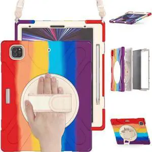 BONAEVER For iPad Air 13 inch 2025 2024 M2, iPad Pro 12.9 inch 2022 2021 2020 2018 Shockproof Cover with Pencil Holder Stand /Shoulder Strap For iPad Air 13" 2024, iPad Pro 12.9 6th 5th 4th 3rd Gen