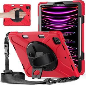 BONAEVER For  iPad Air 13 inch 2024 M2, iPad Pro 12.9 inch 2022 2021 2020 2018 Shockproof Cover with Pencil Holder Stand and /Shoulder Strap For iPad Air 13" 2024, iPad Pro 12.9 6th 5th 4th 3rd Gen