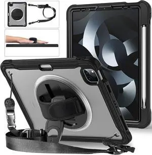 BONAEVER Case for iPad Air 11 inch 2025 2024 M3 M2, iPad Air 5 Air 4 10.9 inch 2022 2020, iPad Pro 11 2022 2021 2020 2018 4th 3rd 2nd 1st Gen Shockproof Cover with Pencil Holder, Stand, Shoulder Strap