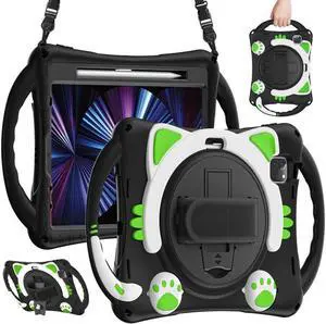 Kids Case for iPad Air 11 inch 2025 M3 2024 M2, iPad Air 5 Air 4 10.9 inch 2022 2020, iPad Pro 11 4th 3rd 2nd 1st Gen 2022 - 2018, Shockproof Protective Cover with Pen Holder Stand Hand/Shoulder Strap