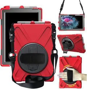 BONAEVER Case for Microsoft Surface Go 4 10.5 Inch 2023 / Surface Go 3 10.5 inch 2021 / Surface Go 2 10.5 inch 2020 / Surface Go 10 inch 2018 with with Pen Holder Shoulder Strap Red