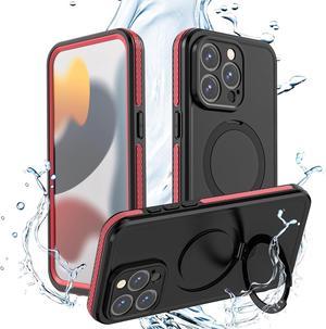 BONAEVER Waterproof Case for iPhone 15 Pro Max 6.7 inch with Magnetic Stand, IP68 Waterproof Dustproof Case [Compatible with MagSafe] [Built-in Screen Protector] Full Body Heavy Protective Cover Pink