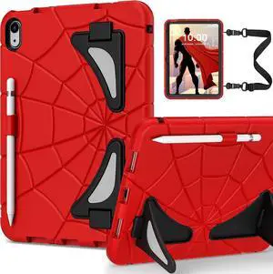 BONAEVER Case for iPad (A16) 11th Generation 11 Inch 2025, iPad 10th Generation 10.9 inch 2022 Cover with Kickstand Shoulder Strap Pencil Holder Red