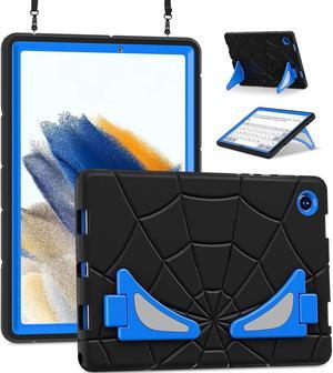 BONAEVER Case For Samsung Galaxy Tab A8 10.5 inch 2022 SM-X200/X205/X207 Tablet Cases With Stand, Shoulder Strap, Thickned Cornor Impact Protection Cover for Kids Boys Children Black/Blue