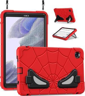 BONAEVER Tablet Case For Samsung Galaxy Tab A7 Lite 8.7 inch 2021 SM-T220/T225/T227 With Stand, Shoulder Strap, Thickned Cornor Impact Protection Cover for Kids Boys Children Red