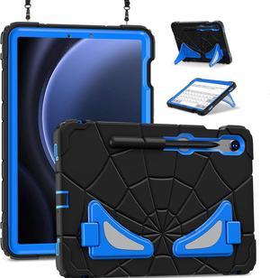 BONAEVER Tablet Case For Samsung Galaxy Tab S9 FE 10.9 inch / S9 / S8 / S7 11 inch with Stand, Shoulder Strap, Thickned Cornor Impact Protective Cover for Kids Boys Children Blue