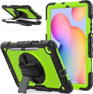 BONAEVER Samsung Galaxy Tab S6 Lite Case 10.4 inch 2024/2022/2020 with Screen Protector, Pen Holder,Heavy Duty Case for S6 Lite Tablet SM-P620/P625/P610/P613/P619 with Stand Hand Shoulder Strap Green