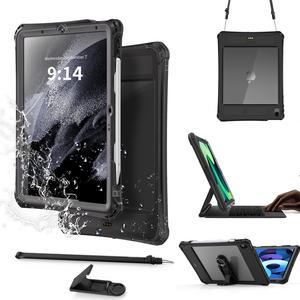 Waterproof Case for iPad Air 11 inch M2 2024 & iPad Air 5th & 4th Gen 10.9 inch 2022 2020 with Screen Protector/Shoulder Strap/Pencil Holder/Stand, Shockproof Premium Protective Cover