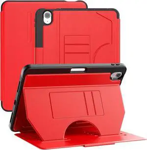 BONAEVER Case For iPad Air 7th 6th Generation 11 inch M3 M2 2025 2024, Smart Magnetic Auto Sleep Shockproof Cover with Multi-Angles Stand, Pen Holder, Card Slot Red
