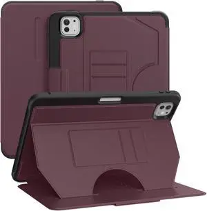 BONAEVER Case For iPad Pro 11 Inch 2024 M4 2024 5th Generation A2836/A2837/A3006, Smart Magnetic Auto Sleep Shockproof Cover with Multi-Angles Stand, Pen Holder, Card Slot Brown Purple