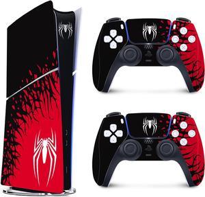 [for PS5 Slim Digital Edition] BONAEVER Superhero Slim Skin for PlayStation 5 Slim, Premium 3M Vinyl Skins Wraps Set for PlayStation 5 Slim Digital Edition and Controller Stickers