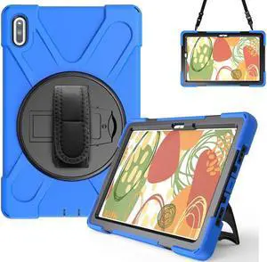 BONAEVER Huawei MatePad 10.4 inch 2020 2022 Case with Rotating Stand and / Hand Strap / Shoulder Belt Hybrid Armor Rugged Shockproof Cover