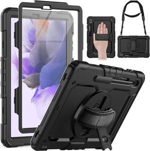 BONAEVER Case for Samsung Galaxy Tab S8 Plus / S8+ 12.4'' (2022) / S7 FE 5G (2021) / S7 Plus (2020) 12.4 inch Cover With Screen Protector & 360 Degree Swivel Stand and & H Shoulder Strap