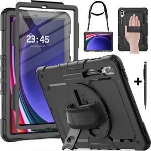 BONAEVER Case for Samsung Galaxy Tab S10 Plus 2024 / S9 Plus / S9 FE Plus 12.4 inch 2023 Protective Cover with Screen Protector/Pen Holder/Rotating Stand /Hand Strap/Shoulder Strap/ Stylus Pen