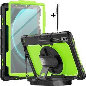 BONAEVER For Samsung Galaxy Tab S10 Ultra / S9 Ultra / S8 Ultra 14.6 inch Case with S Pen Holder Rugged Shockproof Protective Cover with Rotating Stand and & Shoulder Strap, Stylus Pen Green