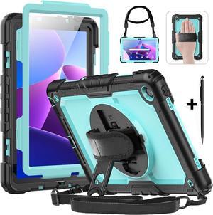 BONAEVER Case for Lenovo Tab M10 Plus 3rd Gen 10.6 inch 2022 Model TB-125F TB-128FShockproof Cover with 360 Rotating Stand /Hand Strap[Screen Protector] Shoulder Strap S Pen Holder