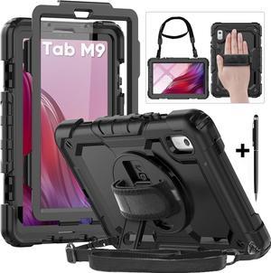 BONAEVER Case for Lenovo Tab M9 9 inch 2023 TB-310FU with Screen Protector Shockproof Protective Cover with Pen Holder Stand and Shoulder Strap Stylus Pen