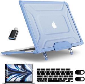 BONAEVER Case for MacBook Air 15 inch Case 2023 2024 Release M3 A3114 M2 A2941, Laptop Hard Shell Cover with Fold Kickstand, Keyboard Skin, Screen Protector, Camera Cover, USB C Adapter Light Blue