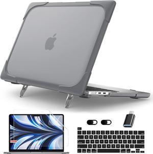 BONAEVER for MacBook Air 13.6 inch Case 2025 2024 2022 Model M4 A3240 A2681 M2 A3113 M3, Heavy Duty Shockproof Protective Hard Shell with Fold Kickstand & Keyboard Cover Screen Protector