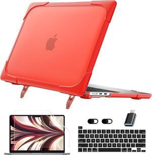 BONAEVER for New MacBook Air 13.6 inch Case 2022 2023 2024 Release Model A2681 M2 A3113 M3, Heavy Duty Shockproof Protective Hard Shell with Fold Kickstand & Keyboard Cover Screen Protector Red