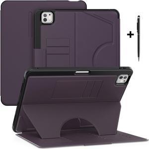 BONAEVER Case For iPad Pro 13 inch M4 2024 7th Generation A2925 A2926 A3007, Smart Magnetic Auto Sleep Shockproof Cover with Multi-Angles Stand, Pen Holder, Card Slot Purple