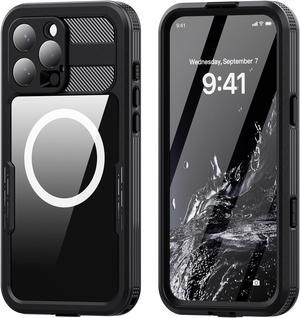 BONAEVER for iPhone 16 Pro Max Waterproof Case, Built-in Screen Protector, Shockproof, Snowproof, Dustproof, Full Body Protective Cover for iPhone 16 Pro Max, Compatible with Magsafe Black