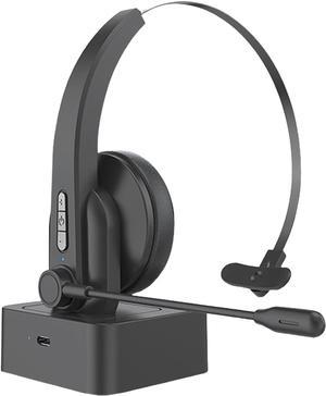 BONAEVER Bluetooth Headset with Microphone, Noise Cancelling Mic, On Ear Headphone Bluetooth 5.0 Over Ear Headphone for Truck Driver Office Black