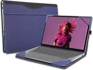 BONAEVER Laptop Case Cover for 13.3 inch Dell Inspiron 13 5330 5320 5310 & Dell Vostro 13 5320 5310 Notebook Sleeve, Detachable PU Leather Protective Shell Bag Accessories with Pencil Holder Blue