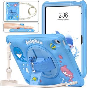 BONAEVER Case for iPad 10th generation 10.9 inch 2022 A2696 A2757 A2777 with 360 Rotating Stand / Hand Strap / Shoulder Strap / Pencil Holde, Cute Shockproof Cover for Kids Boys