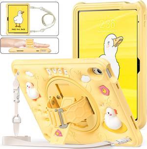 BONAEVER Case for iPad 10th generation 10.9 inch 2022 A2696 A2757 A2777 with 360 Rotating Stand / Hand Strap / Shoulder Strap / Pencil Holde, Cute Shockproof Cover for Kids Boys Yellow